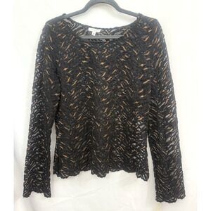 VTG Althuser Black Gold Sheer Lace Top NWT Womens Size 12 Whimsy‎ Goth